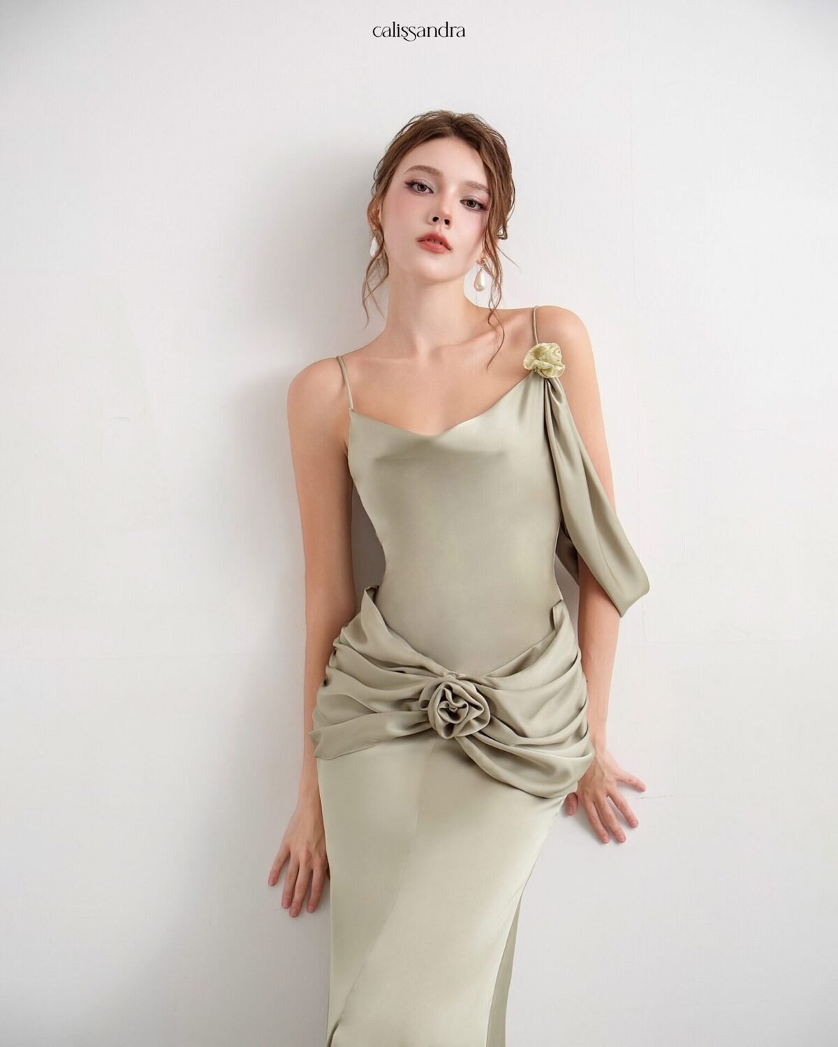 Auriane Dress in Sage Olive