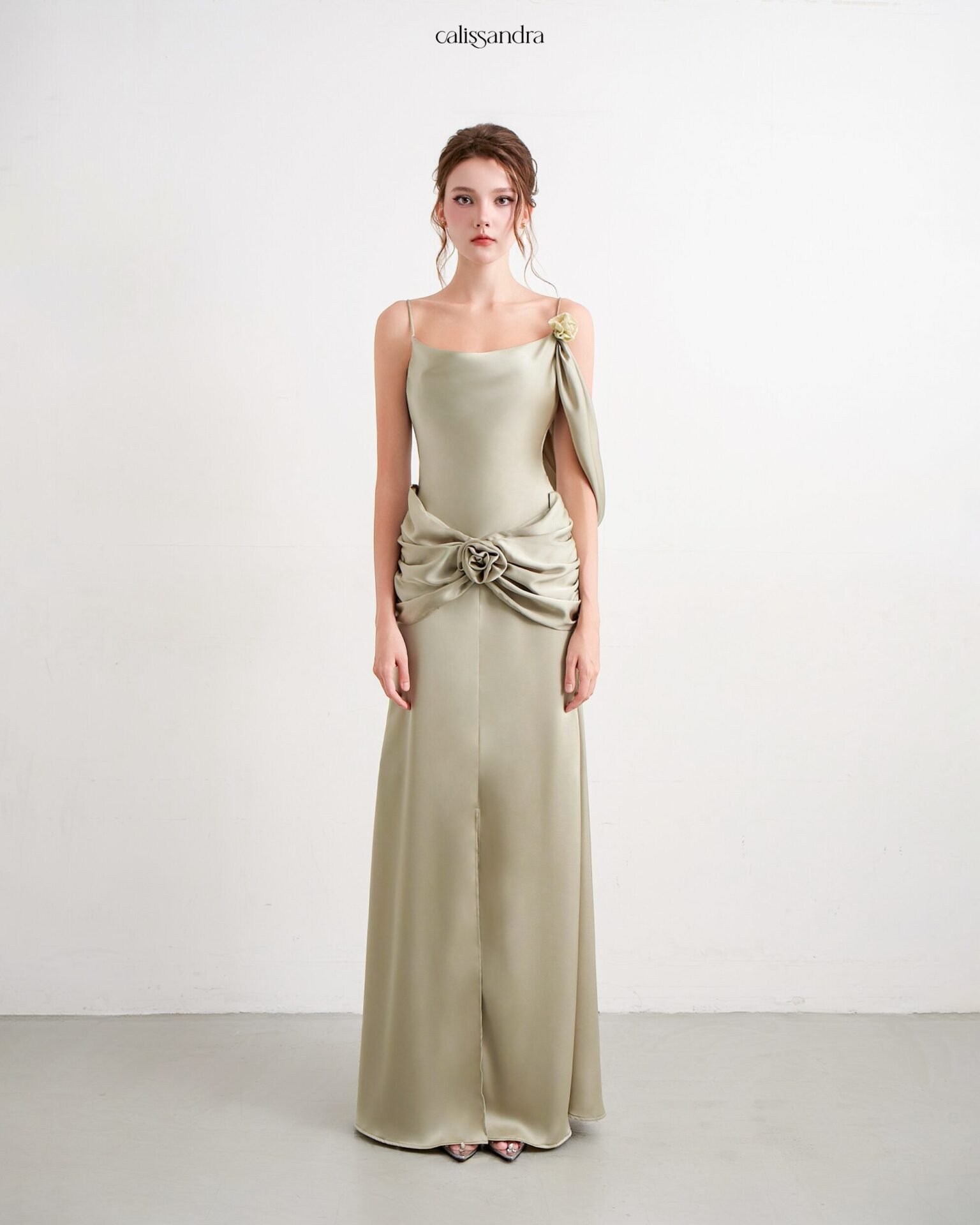 Auriane Dress in Sage Olive