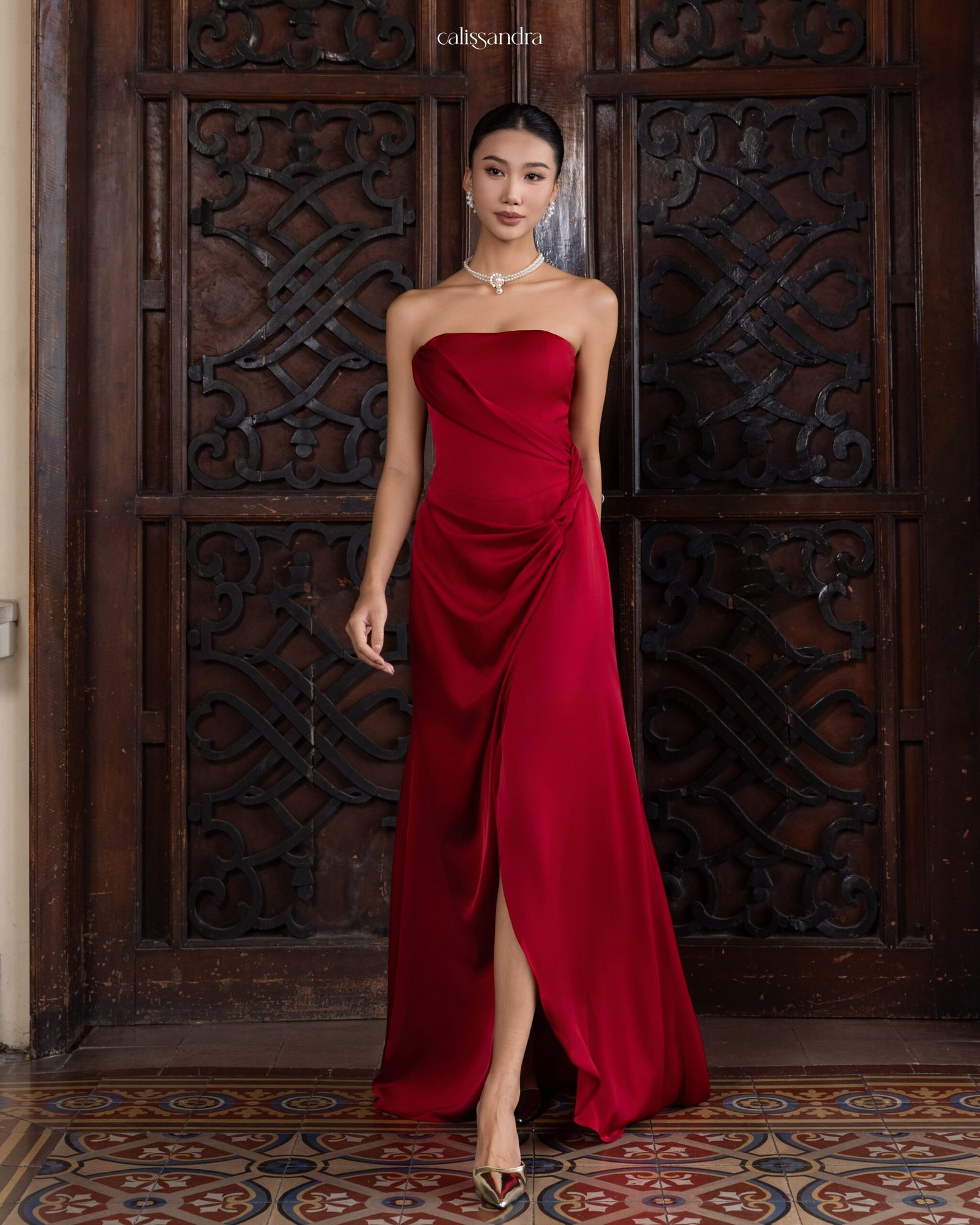 Angeletta Dress in Burgundy Red