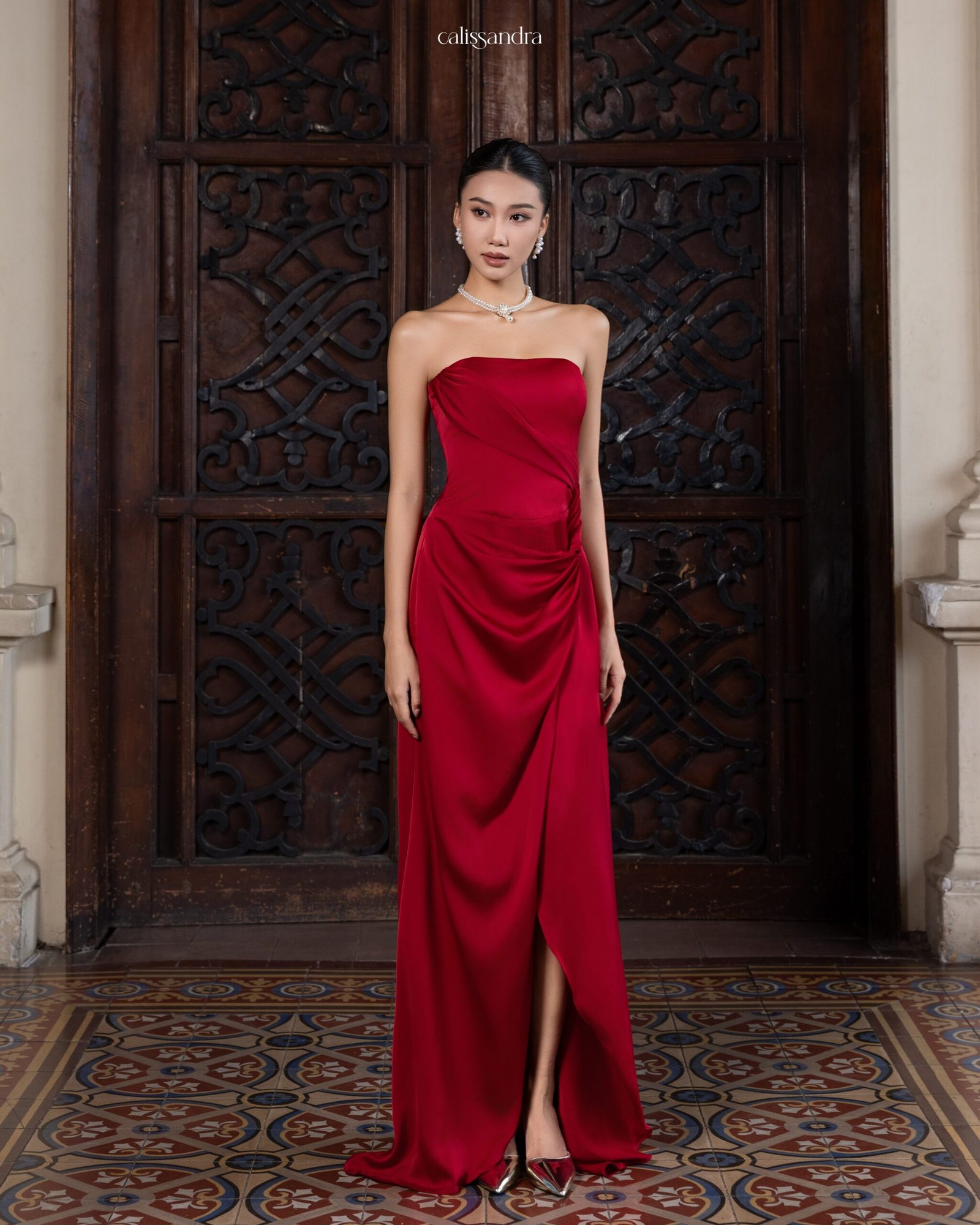 Angeletta Dress in Burgundy Red