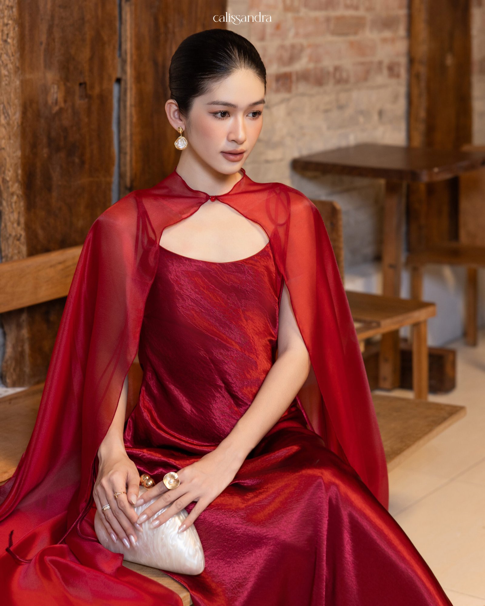 Calissandra Ruby Red Cutout Maxi Dress