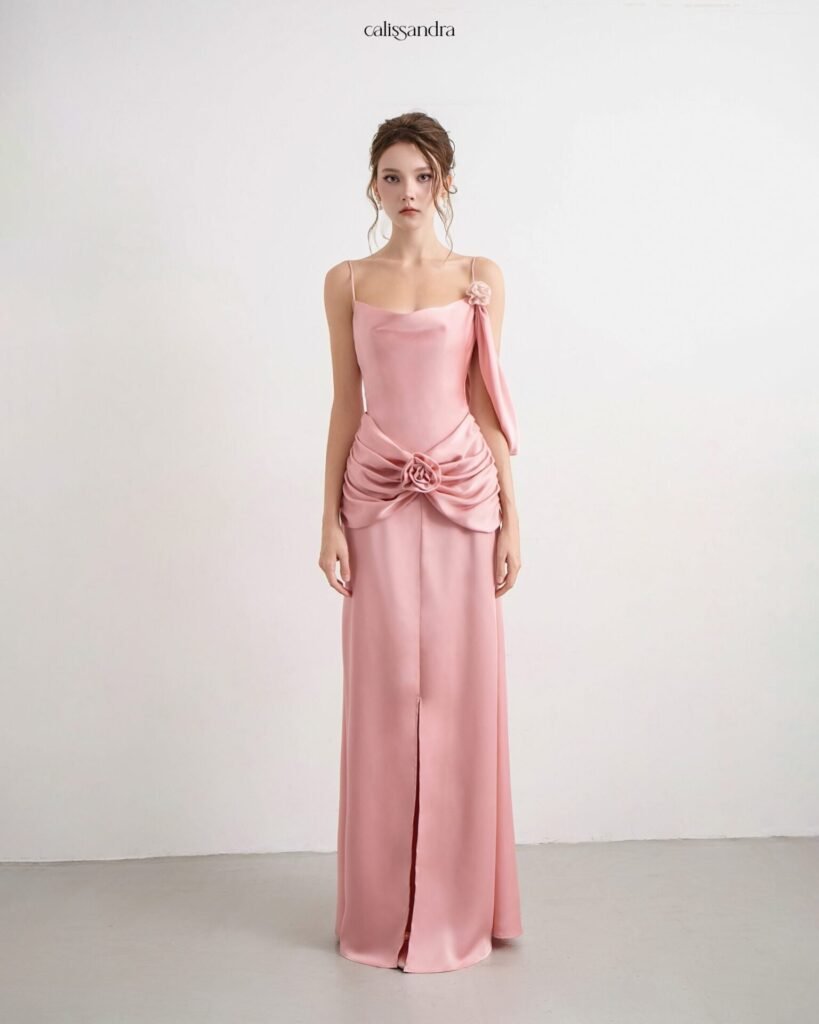 Auriane Dress in Blush in Pink