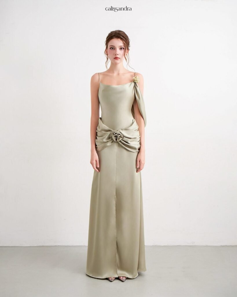 Auriane Dress in Sage Olive