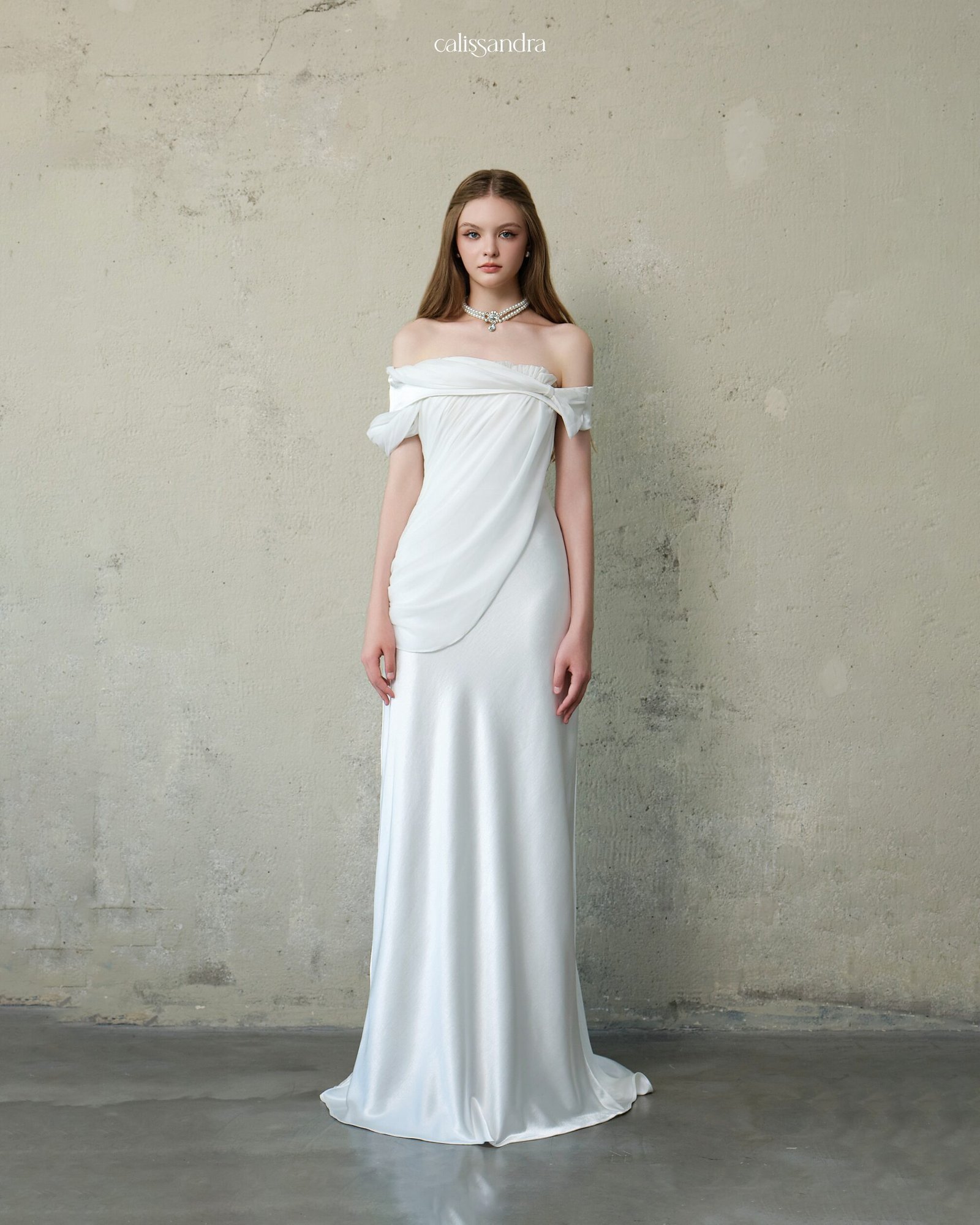 Model wearing the Calissandra Diamelle Dress