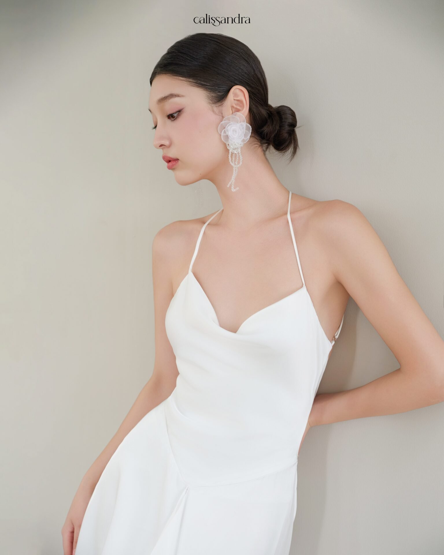 Model wearing the Calissandra Opaline Dress