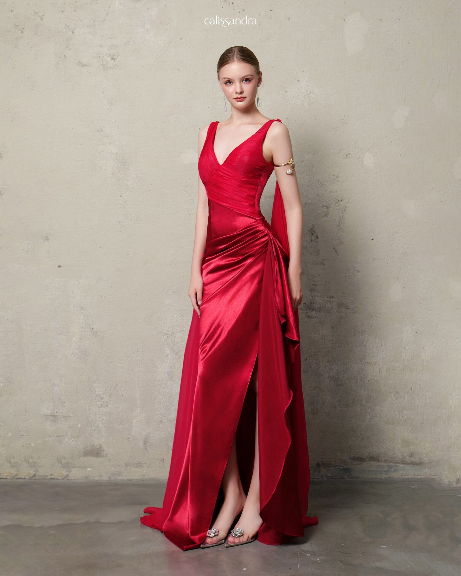 Model wearing the Calissandra Velorine Dress
