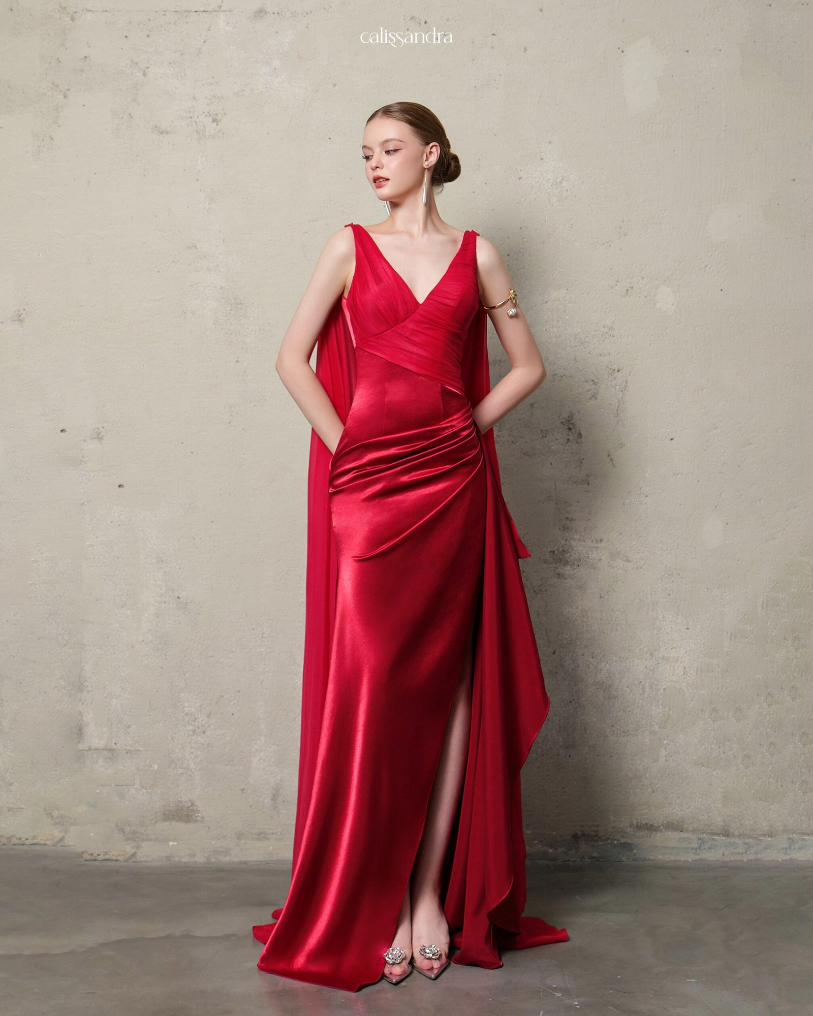 Model wearing the Calissandra Velorine Dress