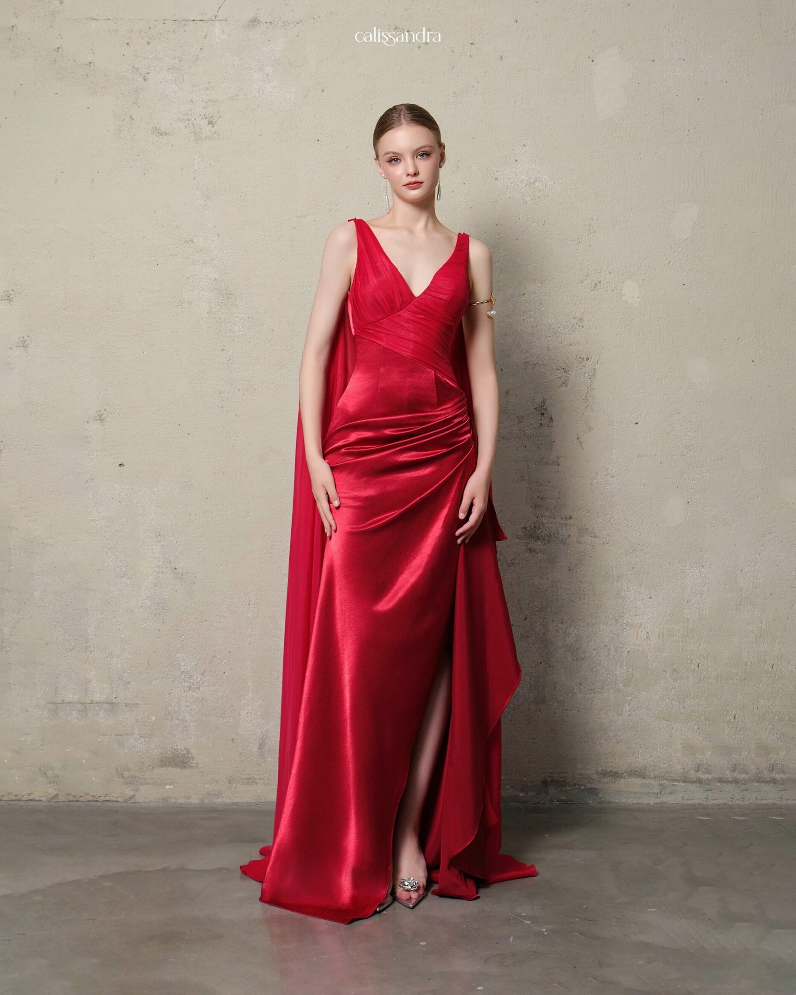 Model wearing the Calissandra Velorine Dress