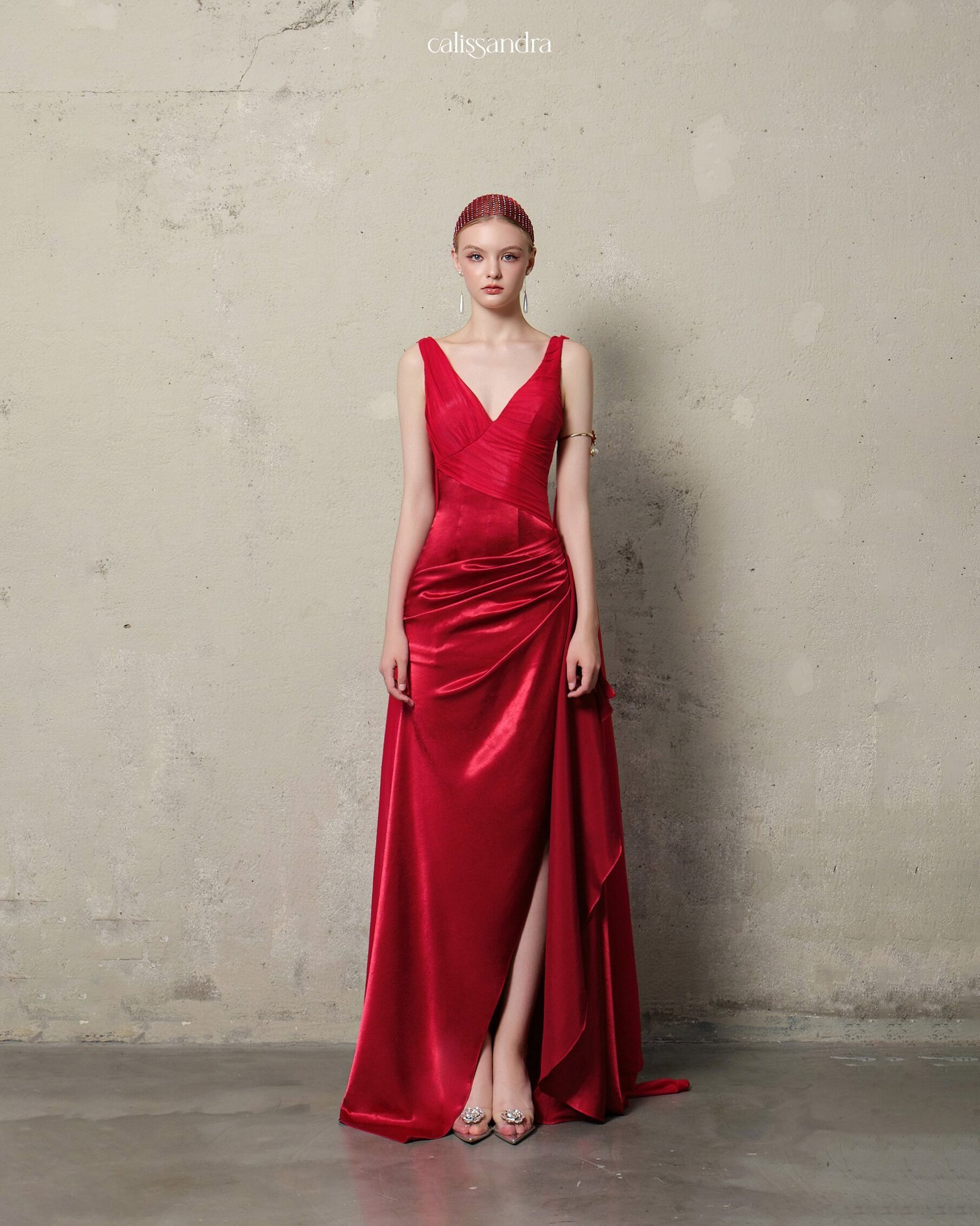 Model wearing the Calissandra Velorine Dress